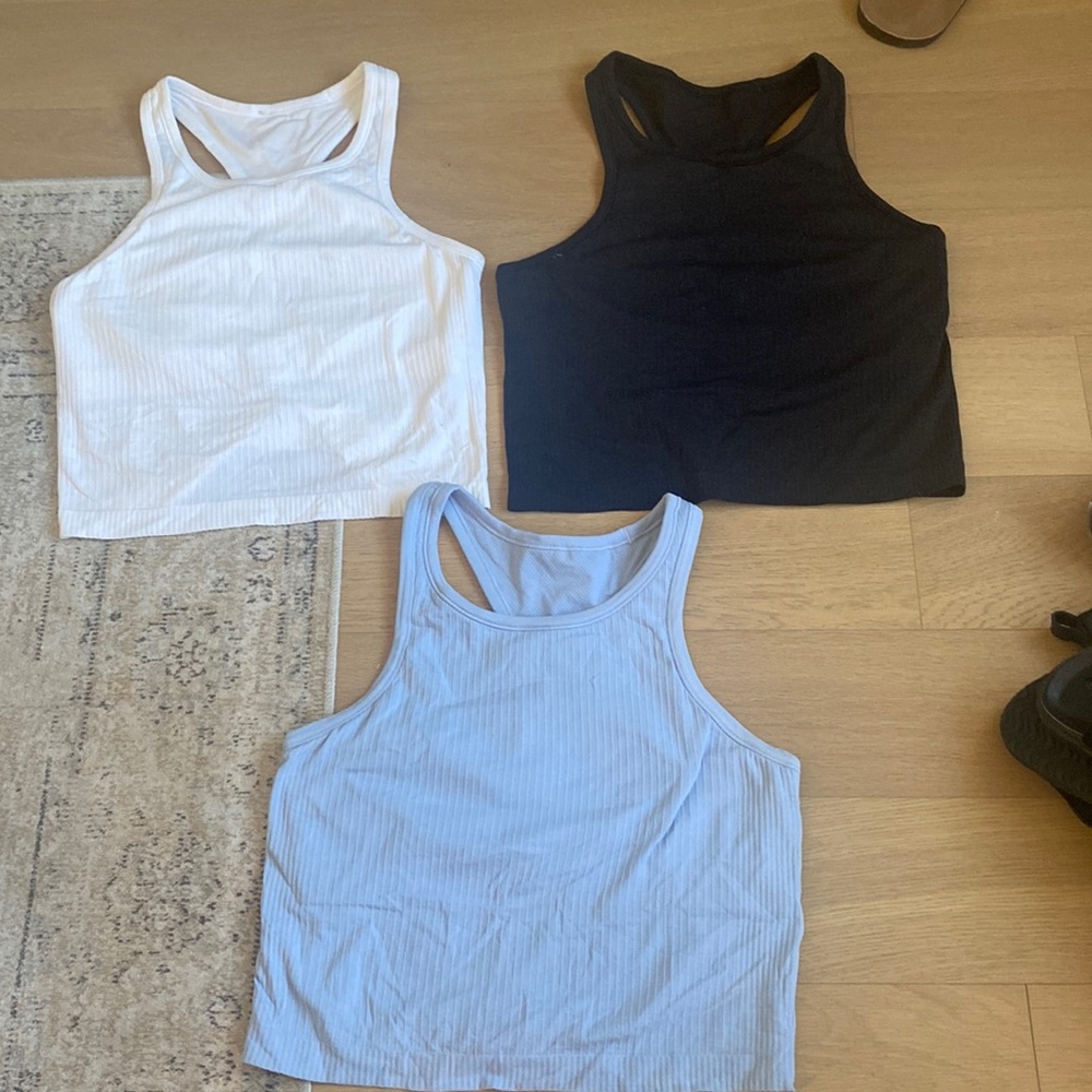 3 Lululemon Ebb to Street tank tops